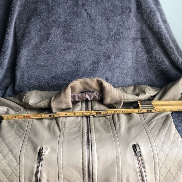𝅺GEORGE‎ Faux Leather Biker Jacket Beige Tan Size L 12-14 - Picture 8 of 10